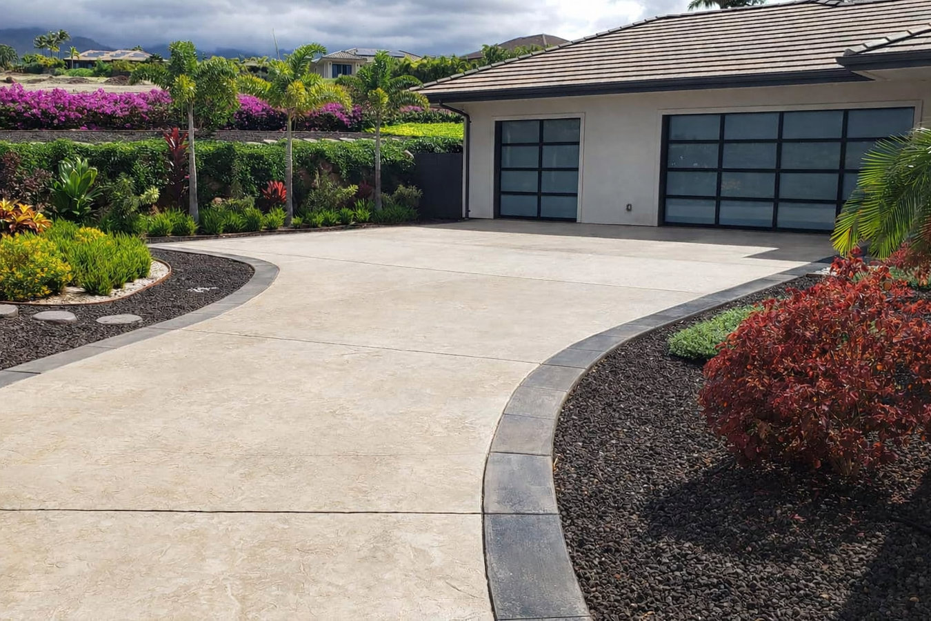 Concrete driveway building